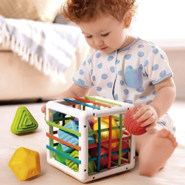 Cubo Sensorial Entrelaçado Colorido Didático