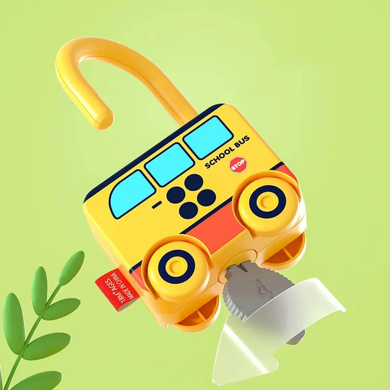 Brinquedo montessori de bloqueio e chave